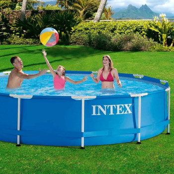 Intex Vinyl Metal Frame Swimming Pool, Blue, 12 Foot x 30 Inch, 28210