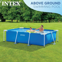 Intex Rectangular Metal Frame Above Ground Swimming Pool, Blue, 28271
