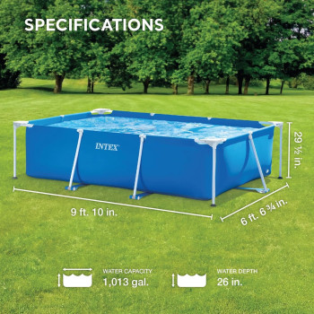 Intex Rectangular Metal Frame Swimming Pool For Adult, Blue, 28272, 9 Foot x 29 Inch