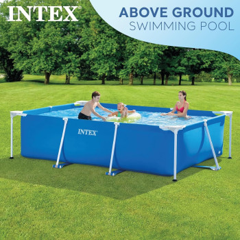 Intex Rectangular Metal Frame Swimming Pool For Adult, Blue, 28272, 9 Foot x 29 Inch