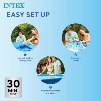 Intex Rectangular Metal Frame Swimming Pool For Adult, Blue, 28272, 9 Foot x 29 Inch