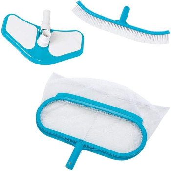 Intex Swimming Pool Cleaning Kit Leaf Collection Plus Brush Plus Head, Blue/White, 29057