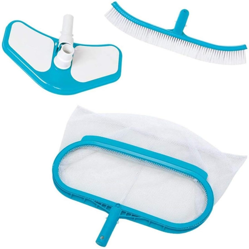 Intex Swimming Pool Cleaning Kit Leaf Collection Plus Brush Plus Head, Blue/White, 29057