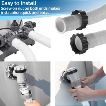 Intex Pool Pump Hoses Adapter 1.5 Inch Diameter 59" Long, Pool Replacement Hose For Above Ground Pools Compatible With Filter Pumps Saltwater Systems Pack Of 2, White, 29060E