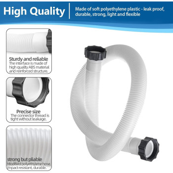 Intex Pool Pump Hoses Adapter 1.5 Inch Diameter 59" Long, Pool Replacement Hose For Above Ground Pools Compatible With Filter Pumps Saltwater Systems Pack Of 2, White, 29060E
