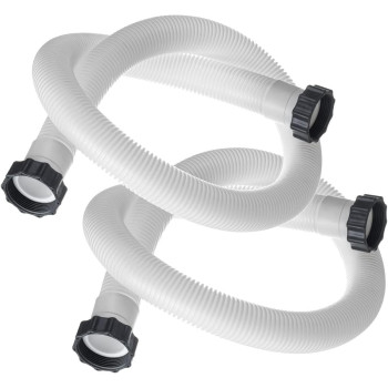 Intex Pool Pump Hoses Adapter 1.5 Inch Diameter 59" Long, Pool Replacement Hose For Above Ground Pools Compatible With Filter Pumps Saltwater Systems Pack Of 2, White, 29060E