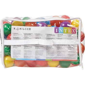 Intex Rubber Fun Balls For Kids, Multicolour, 100 Pieces, 49602