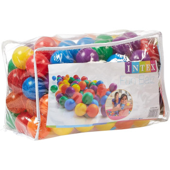 Intex Rubber Fun Balls For Kids, Multicolour, 100 Pieces, 49602