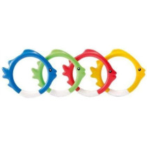 Intex Diving Swimming Pool Kids Toy Play Underwater Fish Rings 4 Pcs, Multicolour, 55507