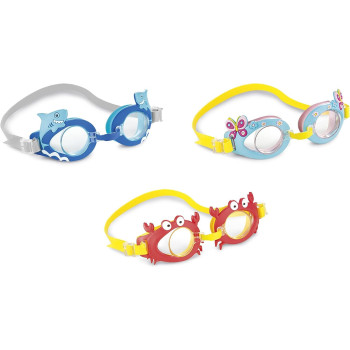 Intex Fun Kids Swimming Goggles For Kids, Assorted Colors, 55610