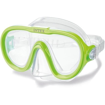 Intex Diving And Snorkeling Polycarbonate Dual Lens Buckle Type Water Sports Set For Adult, Green/Clear