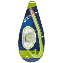 Intex Adventurer Snorkel Mask Swim Set Swimming Pool Goggles, Green/Clear