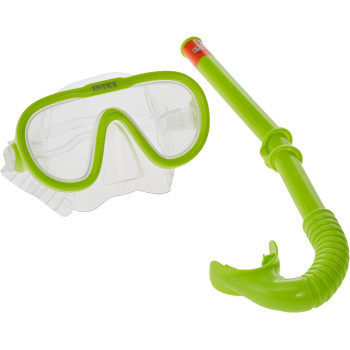 Intex Adventurer Snorkel Mask Swim Set Swimming Pool Goggles, Green/Clear