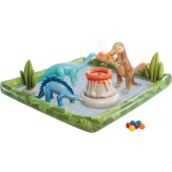 Intex Jurassic Adventure Play Center For Kids Inflated Size, 2.01m x 2.01m x 36cm,Multicolour, 56132