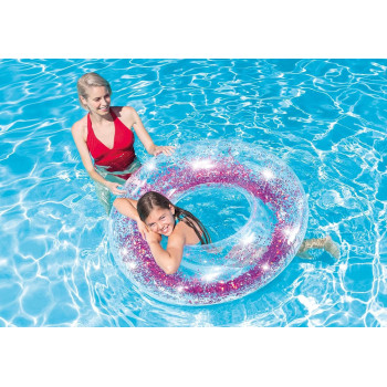 Intex Transparent Glitter Tube Inflatable Swimming Pool Float Raft Ring