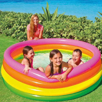 Intex Sunset Glow Inflatable Paddling Swimming Pool For Kids, Rainbow
