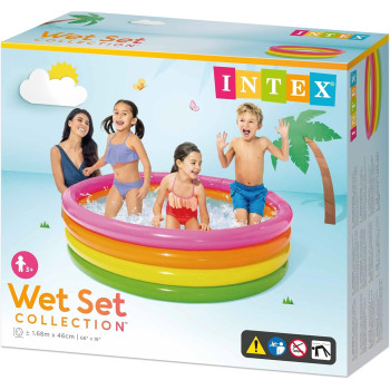 Intex Sunset Glow Inflatable Paddling Swimming Pool For Kids, Rainbow