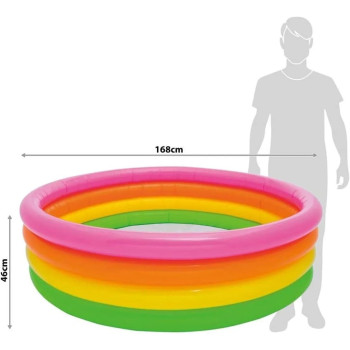 Intex Swimming Pool Inflatable Round 4 Rings For Kids, Rainbow, 56441NP