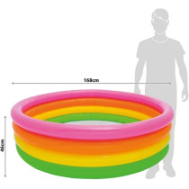 Intex Swimming Pool Inflatable Round 4 Rings For Kids, Rainbow, 56441NP