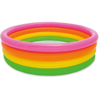 Intex Swimming Pool Inflatable Round 4 Rings For Kids, Rainbow, 56441NP