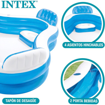 Intex Swim Center Family Lounge Swimming Pool, Blue/White, 56475