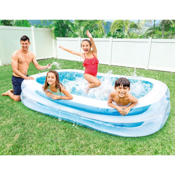 Intex Swim Center Inflatable Family Swimming Pool, White/Blue, 56483Np