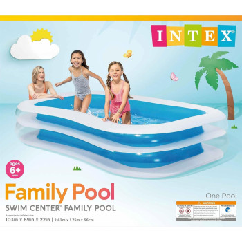 Intex Swim Center Inflatable Family Swimming Pool, White/Blue, 56483Np