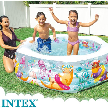 Intex Hexagonal Paddling Pool With Ocean Reef Design For Kids, Multicolour, 56493NP