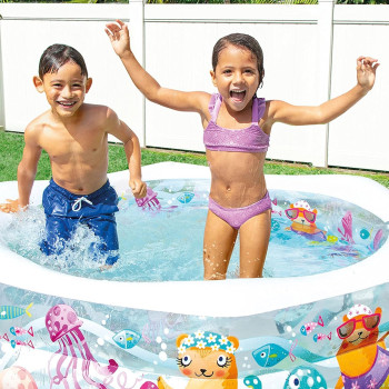 Intex Hexagonal Paddling Pool With Ocean Reef Design For Kids, Multicolour, 56493NP