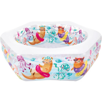 Intex Hexagonal Paddling Pool With Ocean Reef Design For Kids, Multicolour, 56493NP