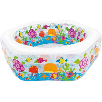 Intex Inflatable Swimming Pool Hexagonal Ocean For Kids, Multicolour, 56493NP