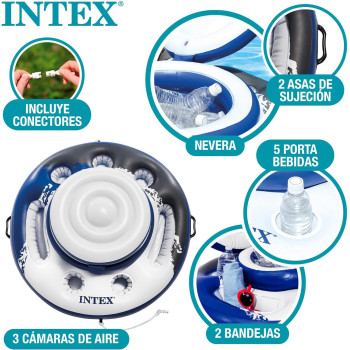 Intex Mega Chill Cool Box Inflatable Swimming Ring, Blue/White