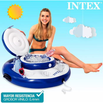 Intex Mega Chill Cool Box Inflatable Swimming Ring, Blue/White
