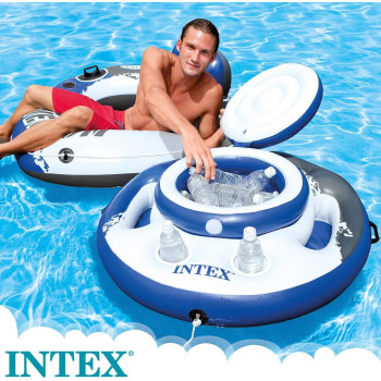 Intex Mega Chill Cool Box Inflatable Swimming Ring, Blue/White