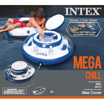 Intex Mega Chill Swimming Pool Inflatable Floating 24 Beverage Holder, 2 Pack, Multicolour
