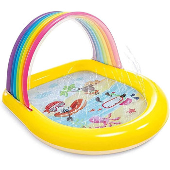 Intex Inflatable Rainbow and Jets Water Pool For Kids, 57156NP