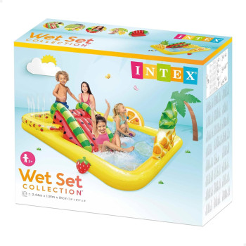 Intex Tobogan Fruit Inflatable Rectangular Water Pool Set For Kids, Multicolour