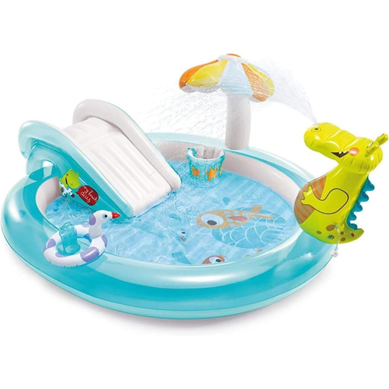 Intex Round Water Game Inflatable Pool Crocodile For Child, Multicolour, 57165NP