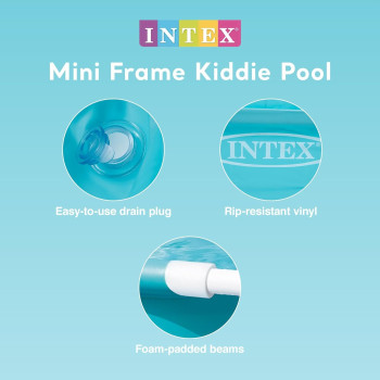 Intex Square Shape Mini Frame Pool For Kids, Sky Blue