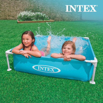 Intex Square Shape Mini Frame Pool For Kids, Sky Blue