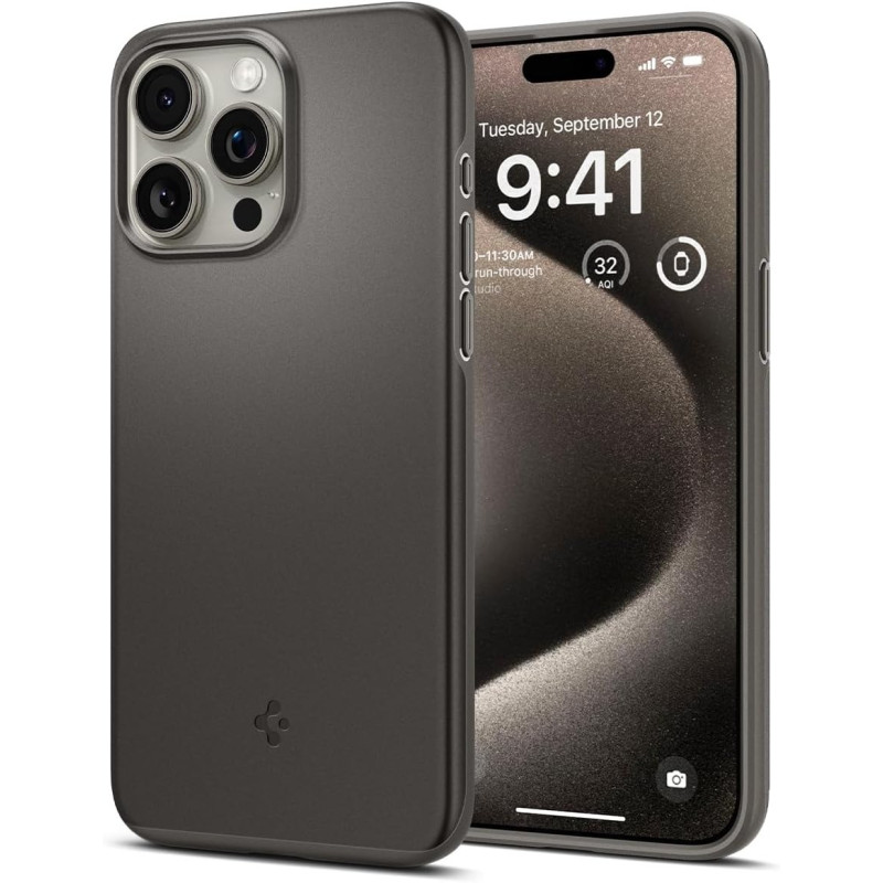 Spigen Thin Fit Designed For iPhone 15 Pro Max Case (2023), Military-Grade Protection, Gunmetal