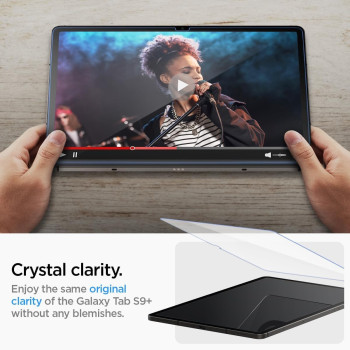 Spigen Tempered Glass Screen Protector, Glastr Ez Fit, Designed For Galaxy Tab S9 Plus, 9H Hardness/Case-Friendly