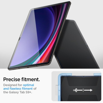 Spigen Tempered Glass Screen Protector, Glastr Ez Fit, Designed For Galaxy Tab S9 Plus, 9H Hardness/Case-Friendly