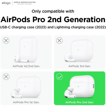 Elago Compatible With Airpods Pro 2 Case (2022), Silicone Case With Keychain Compatible With Apple Airpods Pro 2Nd Generation Case, Front Led Visible, Supports Wireless Charging, Dark Grey