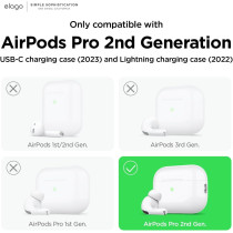 Elago Compatible With Airpods Pro 2 Case (2022), Silicone Case With Keychain Compatible With Apple Airpods Pro 2Nd Generation Case, Front Led Visible, Supports Wireless Charging, Dark Grey