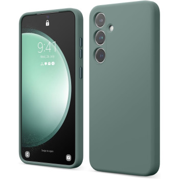 Elago Compatible With Samsung Galaxy S24 Plus Case, Liquid Silicone Case, Full Body Protective Cover, Shockproof, Slim Phone Case, Anti-Scratch Soft Microfiber Lining, 6.7 Inch, Midnight Green