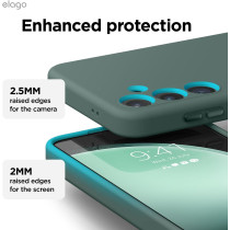 Elago Compatible With Samsung Galaxy S24 Plus Case, Liquid Silicone Case, Full Body Protective Cover, Shockproof, Slim Phone Case, Anti-Scratch Soft Microfiber Lining, 6.7 Inch, Midnight Green