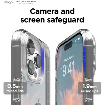 Elago Clear Case Compatible With iPhone 14 Pro Max Case Clear 6.7 Inch, Tpu Hybrid Technology, Anti-Yellowing, Pattern Glass Effect, Shockproof Bumper Cover, Full Body Protection