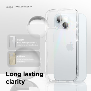 Elago Hybrid Clear Case Compatible With iPhone 15 Case 6.1 Inch Military Grade Drop Protection, Pc Plus Tpu Hybrid Technology, Reduced Yellowing, Crystal Clear, Full Body Protection