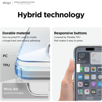 Elago Hybrid Clear Case Compatible With iPhone 15 Case 6.1 Inch Military Grade Drop Protection, Pc Plus Tpu Hybrid Technology, Reduced Yellowing, Crystal Clear, Full Body Protection